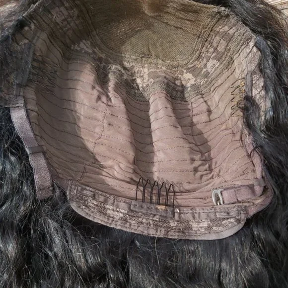 24" 100% Human Hair Wavy Curly Lace Frontal Wig (s1) - Picture 6 of 8